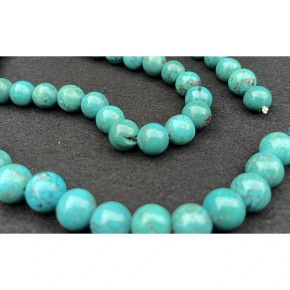 Natural Turquoise Smooth Round Beads 10mm 68 Beads + Zuni Carved Bear - Picture 4 of 12